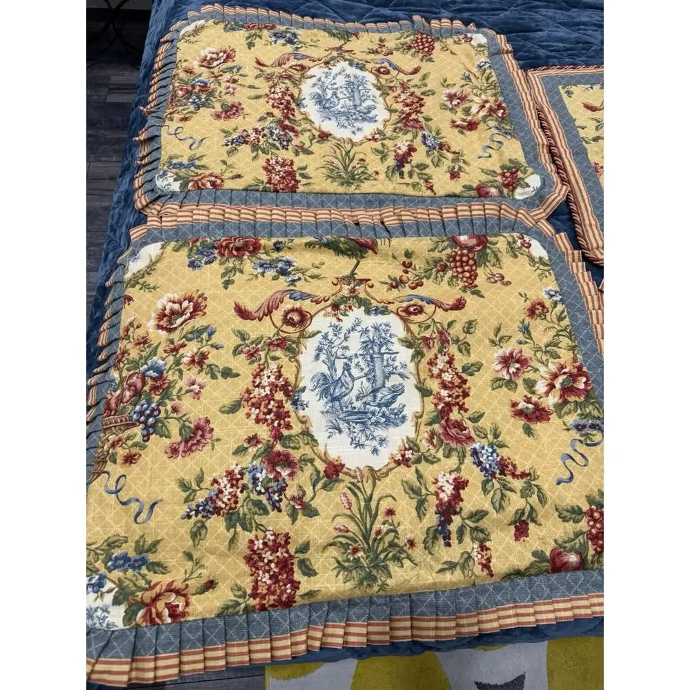 VTG Jane Wilner Rooster French Cottage Toile 7 Piece Duvet Set Shams King